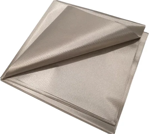 Amradield Tela Faraday de 43 x 39 pulgadas con cinta conductora de 2 x 20 pulgadas, material de poliéster de níquel, cobre, material de influencia