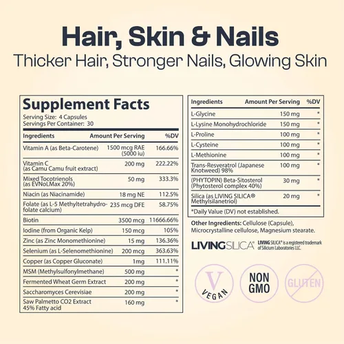 Miniatura 2 de My Vida Origins Cabello y uñas Cabello más grueso, uñas más fuertes, piel vibrante Apoya la belleza natural Zinc, biotina, vitamina E Vegano
