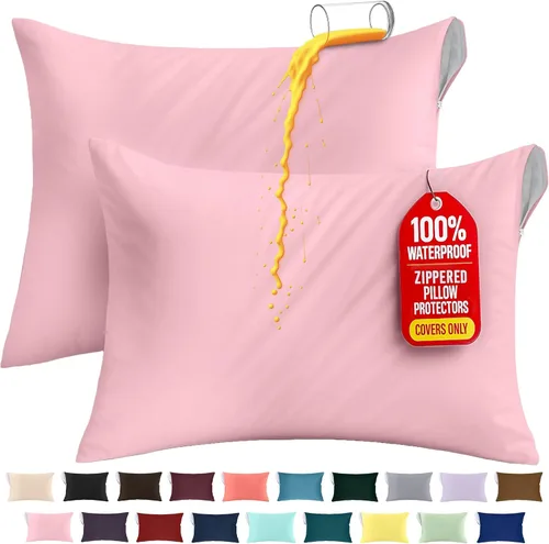 Miniatura 18 de Utopia Bedding Protector de almohada impermeable, con cremallera, paquete de 2, beige, estándar, funda de almohada a prueba de chinches, de 20 x 26
