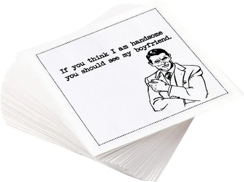 Miniatura 52 de Five Star Funny Dog Quotes Servilletas de cóctel de algodón blanco 50 servilletas de bebidas desechables de lujo con citas ingeniosas de perros