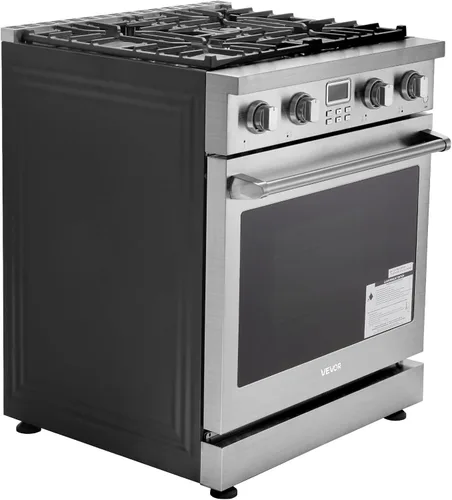 Miniatura 9 de VEVOR Horno de Cocina a Gas, 30 Pulgadas de Ancho, Estufa y Horno Independiente de Acero Inoxidable con 4 Quemadores Sellados en la Superficie