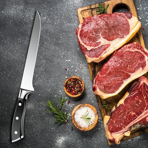 Miniatura 7 de OAKSWARE Cuchillo deshuesador de 5.5 pulgadas, acero inoxidable alemán, cuchillo de filete, cuchillo de cocina, cuchillo de carne multiusos