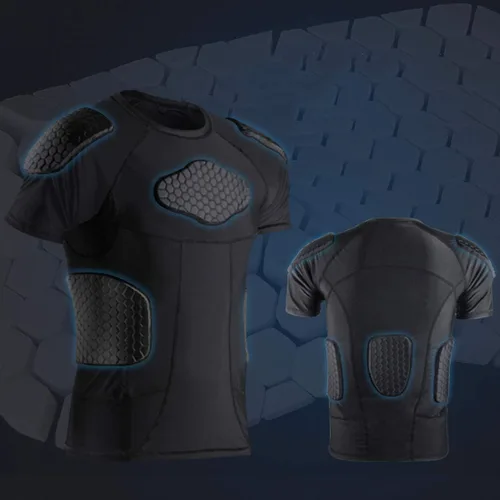 Miniatura 3 de Topeter Camiseta protectora acolchada de compresión para hombre, protector de hombros en el pecho
