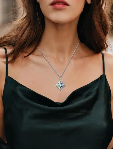 Miniatura 4 de INFUSEU Joyería irlandesa de plata esterlina, collar de nudo de bruja celta Claddagh para mujeres, adolescentes y niñas