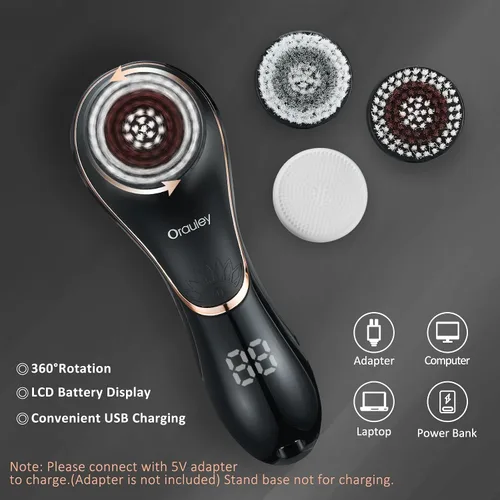 Miniatura 4 de Cepillo de limpieza facial, limpiador facial eléctrico recargable, IPX-7, limpiador giratorio impermeable para exfoliación, masaje y limpieza