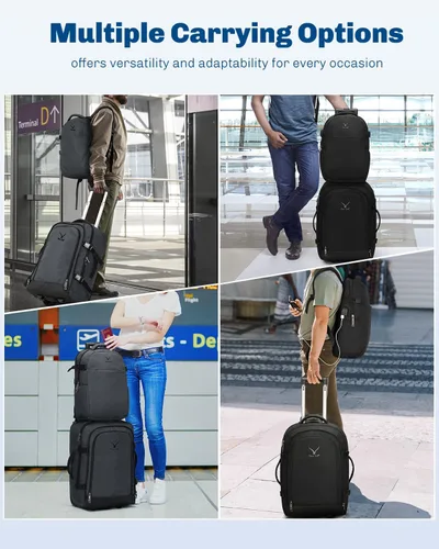 Miniatura 6 de Hynes Eagle Mochila de viaje 2 en 1 de 22 pulgadas, equipaje de mano de 63L, mochila con ruedas para hombres y mujeres con cubos de embalaje, juego