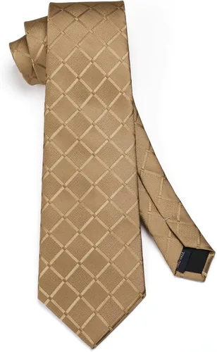 Miniatura 313 de HISDERN Conjunto de corbata a cuadros a cuadros pañuelo tejido clásico formal para hombre corbata y bolsillo cuadrado