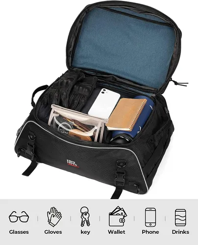 Miniatura 2 de KEMIMOTO Bolsa de Portaequipajes de Viaje para Motocicleta Expandible 20-25L Bolsa de Maletero Suave Plegable con Correas de Barra Compatible