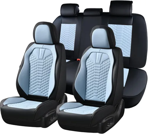 Miniatura 15 de Coverado Fundas de asiento delantero, 2 piezas de fundas de asiento universales para automóviles, de piel de napa transpirable, impermeable, Beige