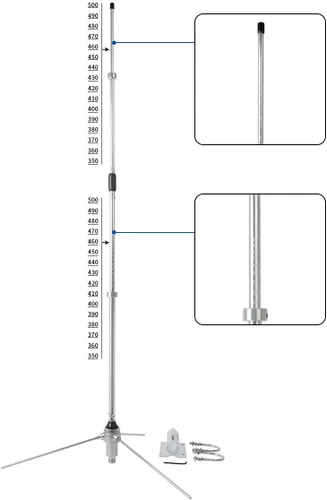 Miniatura 3 de HYS Radio móvil UHF de 100 vatios de frecuencia alterable Antena móvil de aleación de aluminio para 350-500 Mhz dispositivo repetidor Motorola