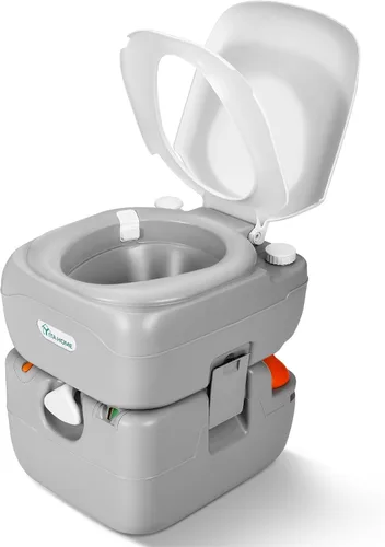 YITAHOME Inodoro portátil de 5.8 galones, inodoro para autocaravana con indicador de nivel, salidas de agua tipo T, bomba de agua antifugas con asa,