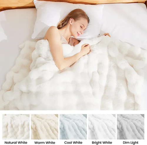 Miniatura 7 de Latepis Manta de piel sintética de lujo, manta esponjosa para sofá, manta suave y gruesa para cama y sofá, manta de felpa suave y cálida para todas
