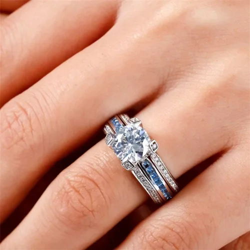 Miniatura 5 de Jeulia - Anillo de plata de ley con circonitas intercambiables para mujer, para boda, compromiso, aniversario