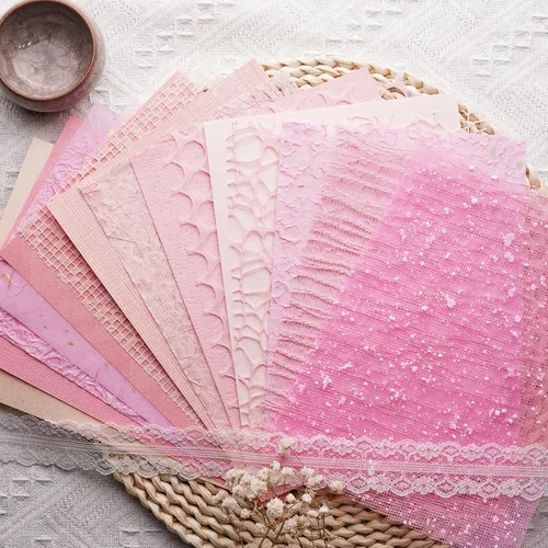 Miniatura 8 de 15 piezas hechas a mano para álbumes de recortes, papel texturizado para manualidades, hojas A5, mezcla especial para álbumes de recortes, diario