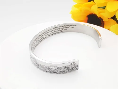 Miniatura 325 de Pulseras inspiradoras para mujer, joyería de acero inoxidable, con refranes, pulsera motivacional con mensaje oculto, pulseras grabadas para mejor