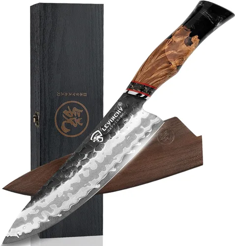 Miniatura 6 de Cuchillo de pan profesional de acero inoxidable japonés de Damasco de 8 pulgadas con mango negro Premium G10, cuchillo de cocina ergonómico