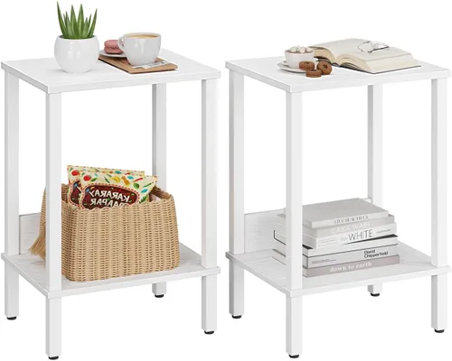 Miniatura 12 de Vimber Mesa auxiliar, mesa lateral, juego de 2, mesitas de noche con estantes de almacenamiento de 2 niveles, mesa para sofá para espacios pequeños
