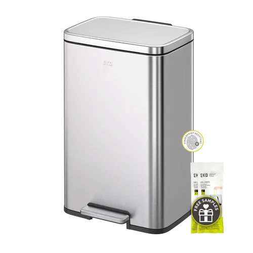Cubo de basura EKO Madison con pedal, de doble compartimento, de 25 litros + 20 litros, con forro interior, contenedor para reciclaje, tapa de Acero