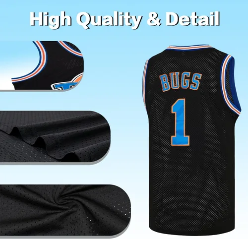 Miniatura 2 de Camiseta de baloncesto para hombre #10 Lola#1 Bugs Halloween Costumes Space 90S camiseta de película blancorojonegro XS-XXL