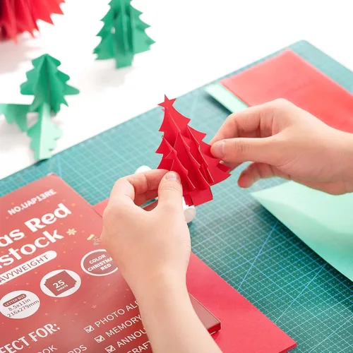 Miniatura 5 de 25 hojas de cartulina roja de Navidad - 8.5" x 11" 92lb Cartulina de doble cara de cubierta 250gsm Papel pesado para manualidades artísticas, Rojo