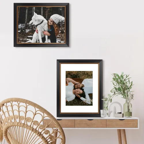 Miniatura 6 de Golden State Art, Marco de fotos negro de 11 x 14 pulgadas con borde burdeos y dorado, tapete blanco para fotos o fotos de 8 x 10 pulgadas y cristal