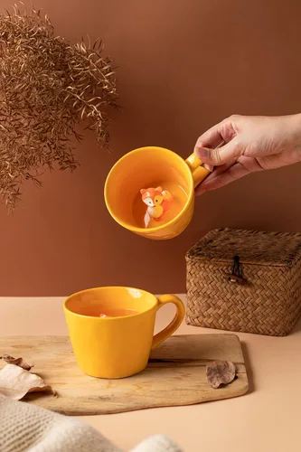 Miniatura 9 de DIHOclub Taza de cerámica de panda con animal 3D oculto, taza de figura de animal de dibujos animados hecha a mano, taza linda, regalo de Navidad