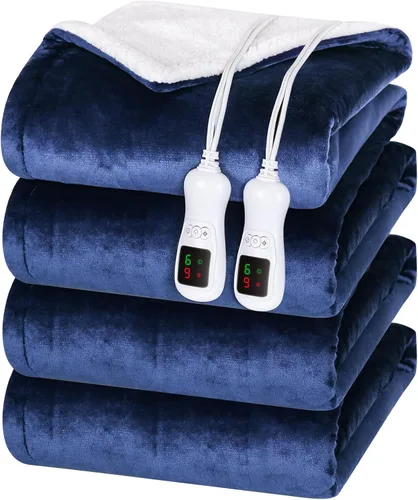 Miniatura 9 de Manta térmica eléctrica, calentador de manta lavable para el hogar para adultos, calentamiento rápido, franela suave súper acogedora de 50 x 60