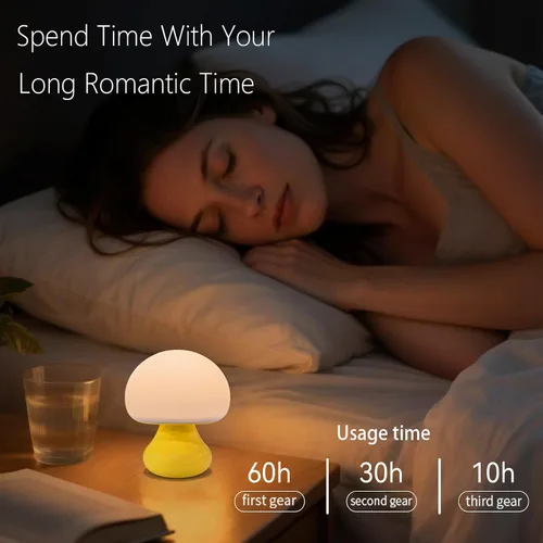 Miniatura 6 de Vivilumens Luz nocturna de hongos para niños, control táctil regulable de 3 niveles, temporizador de apagado automático, silicona segura para bebés