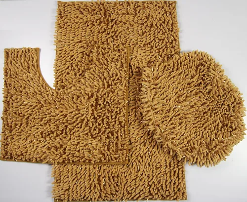 Miniatura 9 de BH Home & Linen Juego de 3 tapetes de baño de microfibra mixta de felpilla ultra brillante ultra suave, tapete grande de 19.5 x 31 pulgadas, tapete