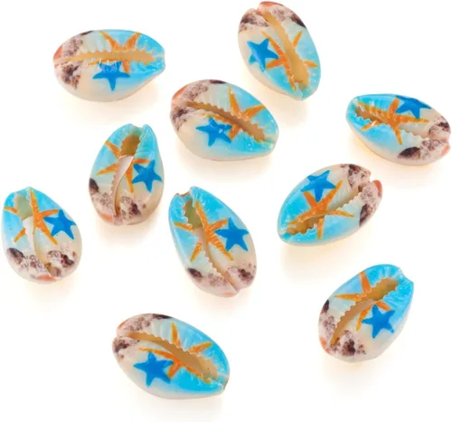 Miniatura 7 de Cheriswelry 200 cuentas de concha de cauri de ojo malvado sin perforar para playa, diseño de conchas marinas, corte liso, cuentas espaciadoras