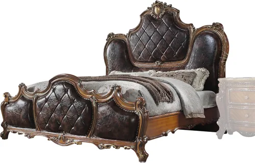 Acme Cama Queen Picardy en PU y roble cereza