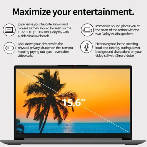 Miniatura 4 de Lenovo IdeaPad - Laptop FHD de 15.6 pulgadas para hogar y estudiantes, Intel Celeron N6000, 8 GB de RAM, 128 GB eMMC, batería de hasta 10 horas