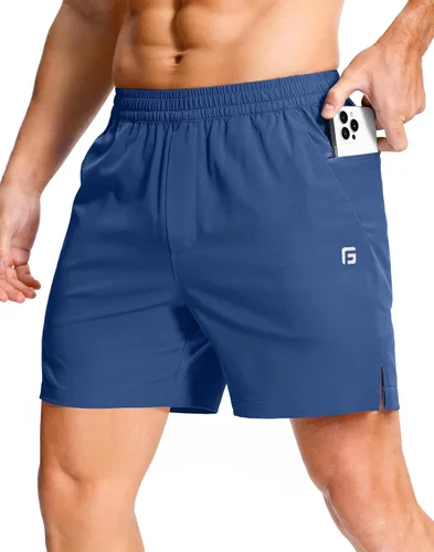 Miniatura 44 de GGJ Pantalones cortos deportivos ligeros para hombre con 2 bolsillos con cremallera de 7/5/9 pulgadas, pantalones cortos de tenis de secado rápido