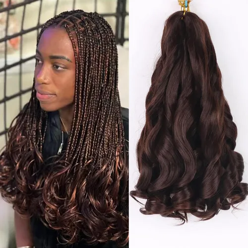 Miniatura 83 de Cabello rizado francés para trenzar de 12 pulgadas, 8 paquetes de cabello rizado preestirado para trenzas de caja, rizos franceses, trenzas