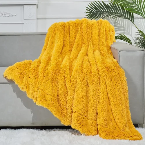Miniatura 30 de GONAAP Manta de Tiro de Piel Sintética Mullida Tamaño Twin Rosa Claro Súper Suave Acogedora Felpa Mullida Lanuda para Sofá, Sillón o Cama