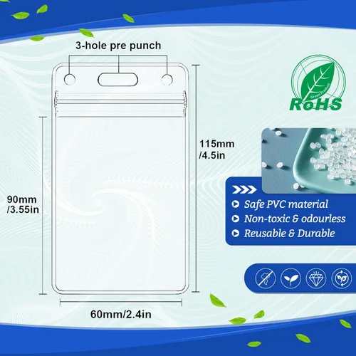 Miniatura 2 de 100 soportes verticales de plástico transparente para tarjetas de identificación