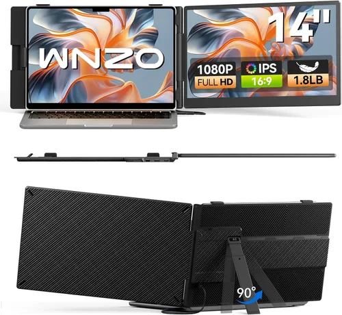 Miniatura 12 de Extensor de pantalla para laptop de 14 pulgadas, monitor portátil dual FHD 1080P IPS segunda pantalla para portátiles de 13 a 17 pulgadas, Plug &