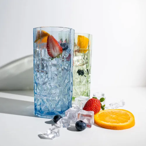 Miniatura 4 de BELLAFORTE Vaso alto de Tritan inastillable, juego de 4, 18 onzas, vasos para beber Myrtle Beach, vasos de plástico irrompibles para regalos, Azul