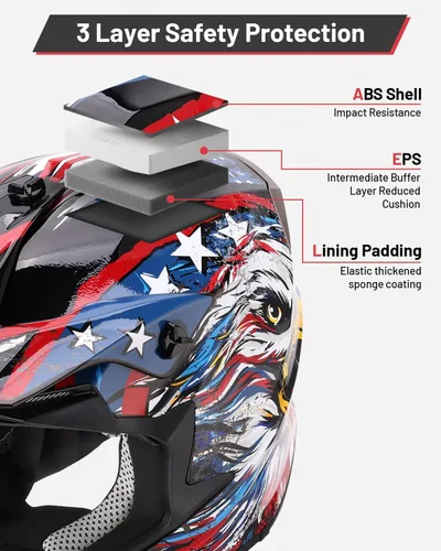 Miniatura 5 de Youth Dirt Bike Helmet for Boys & Girls with Goggles & Gloves for 8-18 Years Old, DOT Certified Kid ATV Helmet Motocross Off Road