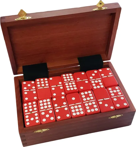 Marion Juego de dominó doble de 9 (55 azulejos) tamaño profesional con hilanderos en caja de almacenamiento de papel Arcadia (Arcadio blanco)