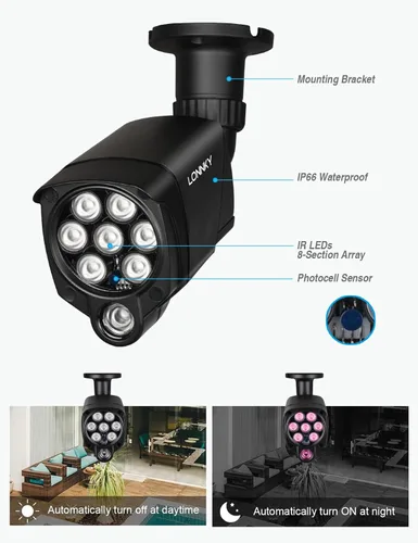 Miniatura 8 de LONNKY Iluminador LED IR gran angular 8-LEDs 90 grados 100ft IR luz de inundación infrarroja para cámaras de seguridad CCTV, cámara IP, cámara bala