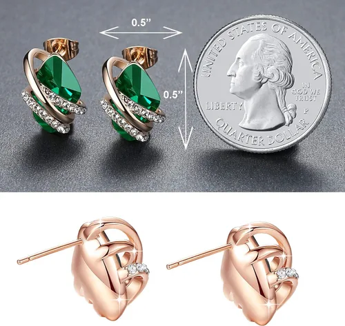 Miniatura 2 de Leafael - Aretes de piedra de piedra de forma focal con cristales de Swarovski, chapados en oro rosa de 18 quilates, tono plateado, níquel plomo