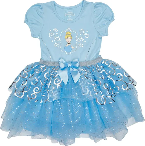 Miniatura 10 de Disney Vestido de princesa con tutú para niñas - Vestido de fiesta de manga corta con volantes para niñas pequeñas y niños - Vestido de disfraz
