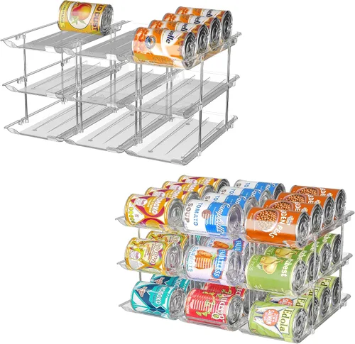 Miniatura 7 de Organizador de latas para despensa, 3 juegos de 4 niveles, organizador de almacenamiento de latas, organizador de latas de soda para refrigerador