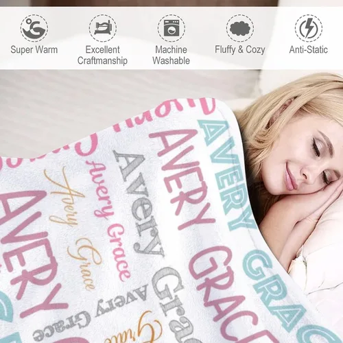 Miniatura 7 de Manta personalizada para bebés, niñas y niños, mantas de bebé personalizadas con nombre, mantas personalizadas para niños, manta de bebé Rosa