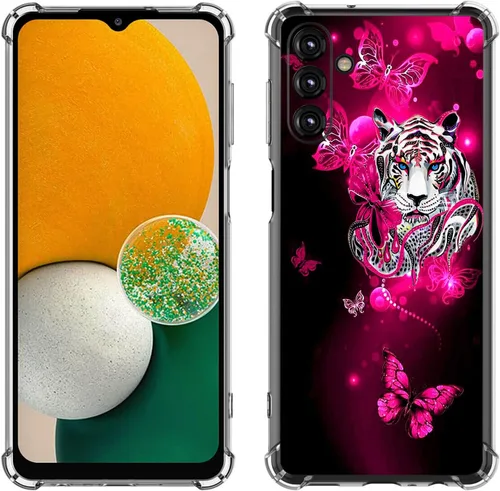 Miniatura 34 de Samsung Galaxy A14 5G - Funda para teléfono celular, diseño de flores de mariposa azul, a prueba de golpes, TPU con bordes elevados, compatible