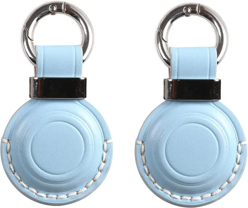 Miniatura 16 de Llavero de Cuero Genuino Compatible con Airtag, Soporte Seguro para Llavero de Air Tag Funda de Cubierta Anillo de Llavero Accesorios - Rosa V2.0