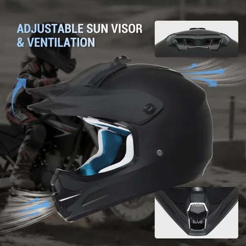 Miniatura 3 de Casco de motocross para jóvenes, aprobado por DOT, casco de motocross para niños con gafas ajustables y bolsa de almacenamiento, equipo deportivo