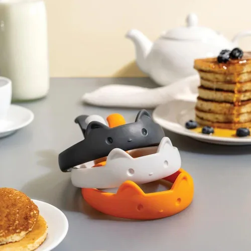 Miniatura 2 de OTOTO PanCats Juego de 3 anillos para huevos de silicona - Anillos para huevos para freír huevos, anillo antiadherente para cocinar huevos fritos