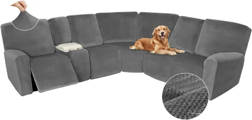 Miniatura 21 de Arfntevss Fundas de sofá seccional reclinable de terciopelo, Funda de sofá seccional de esquina para sofá reclinable, Funda elástica suave